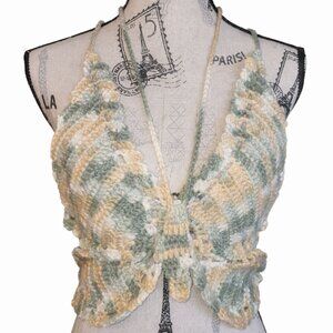 Handmade Crochet Halter Top | Boho Festival Bralette | Small–Medium